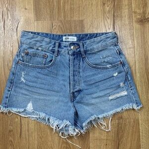 Zara Blue Distressed Jean Shorts